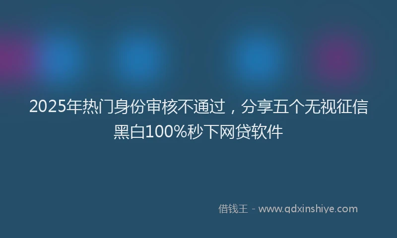 2025年热门身份审核不通过，分享五个无视征信黑白100%秒下网贷软件