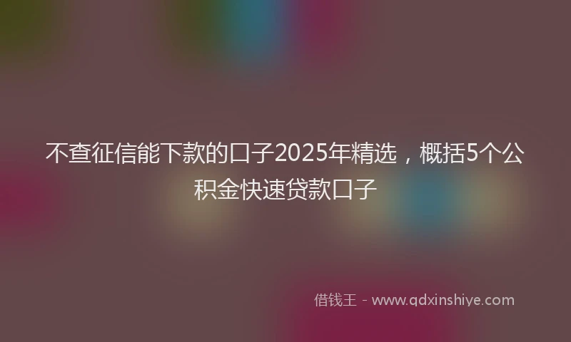 不查征信能下款的口子2025年精选，概括5个公积金快速贷款口子