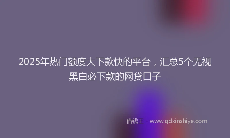 2025年热门额度大下款快的平台，汇总5个无视黑白必下款的网贷口子