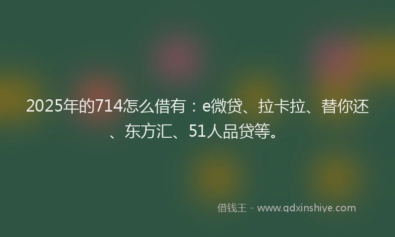 2025年的714怎么借有：e微贷、拉卡拉、替你还、东方汇、51人品贷等。