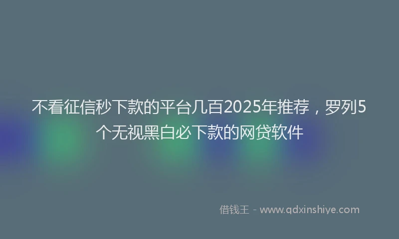 不看征信秒下款的平台几百2025年推荐，罗列5个无视黑白必下款的网贷软件