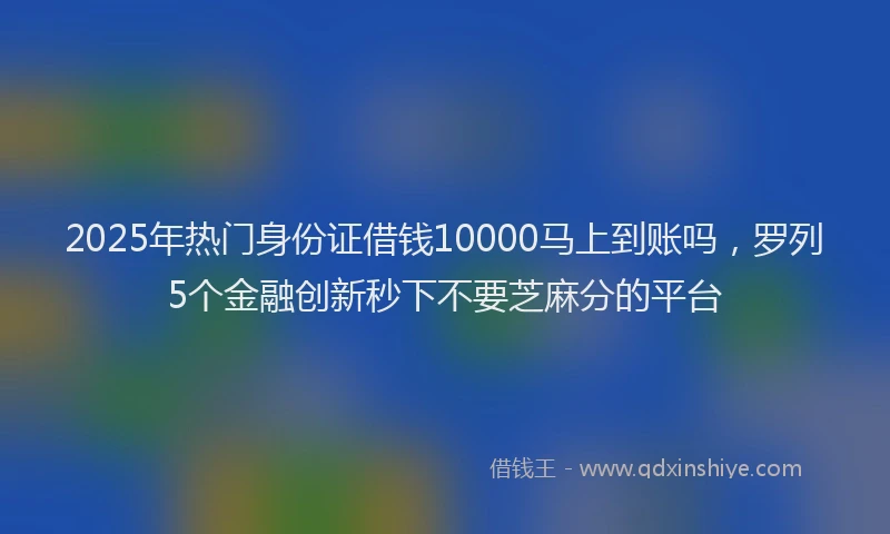 2025年热门身份证借钱10000马上到账吗，罗列5个金融创新秒下不要芝麻分的平台