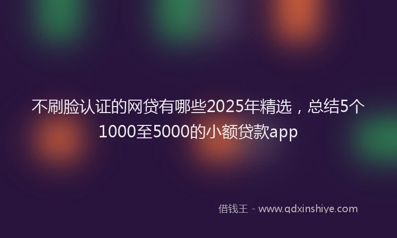 不刷脸认证的网贷有哪些2025年精选，总结5个1000至5000的小额贷款app