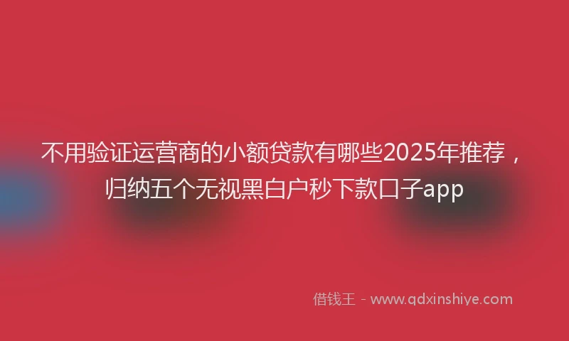 不用验证运营商的小额贷款有哪些2025年推荐，归纳五个无视黑白户秒下款口子app