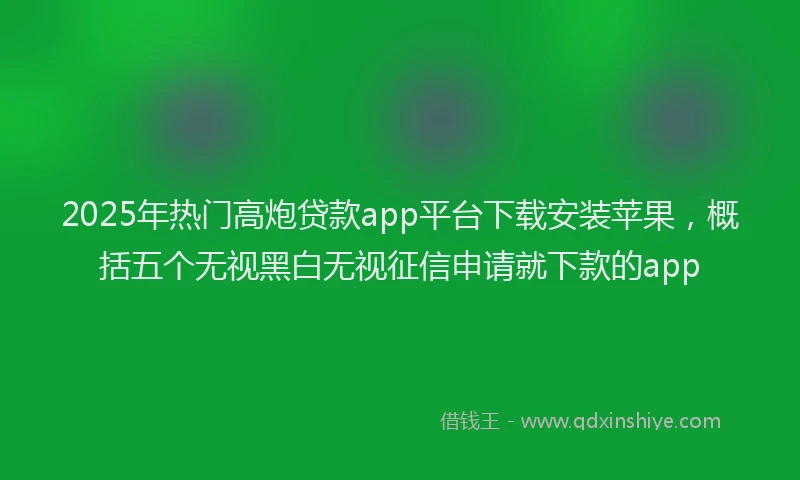 2025年热门高炮贷款app平台下载安装苹果，概括五个无视黑白无视征信申请就下款的app