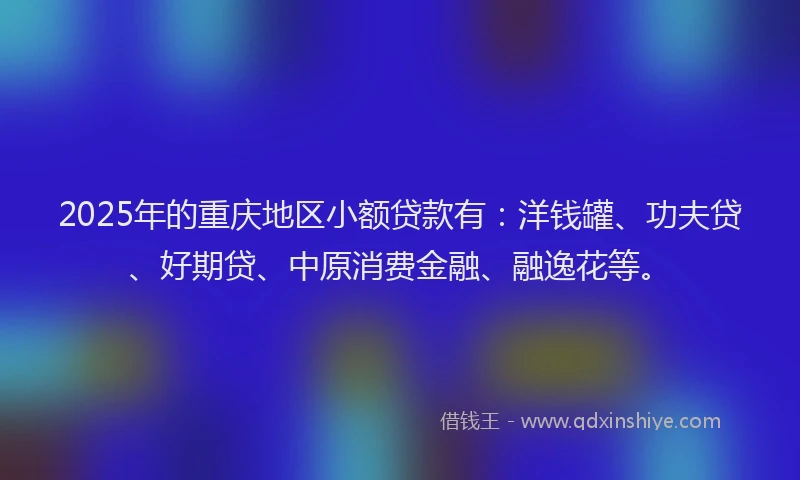 2025年的重庆地区小额贷款有：洋钱罐、功夫贷、好期贷、中原消费金融、融逸花等。