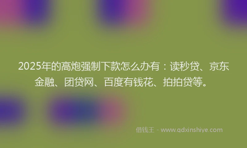 2025年的高炮强制下款怎么办有：读秒贷、京东金融、团贷网、百度有钱花、拍拍贷等。