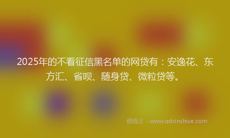 2025年的不看征信黑名单的网贷有：安逸花、东方汇、省呗、随身贷、微粒贷等。