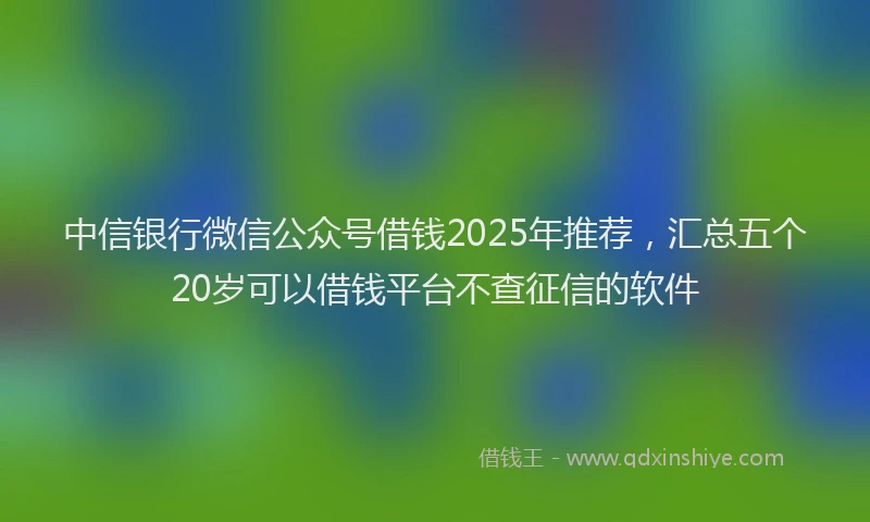 中信银行微信公众号借钱2025年推荐，汇总五个20岁可以借钱平台不查征信的软件