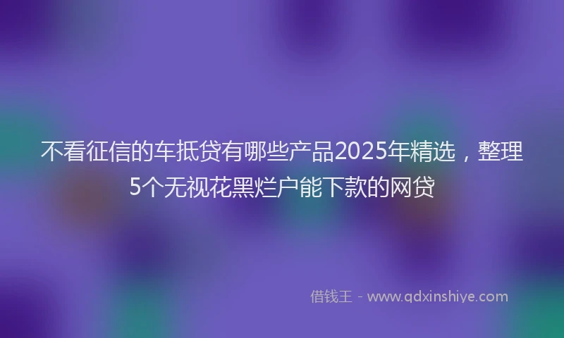不看征信的车抵贷有哪些产品2025年精选，整理5个无视花黑烂户能下款的网贷