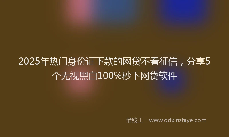 2025年热门身份证下款的网贷不看征信，分享5个无视黑白100%秒下网贷软件
