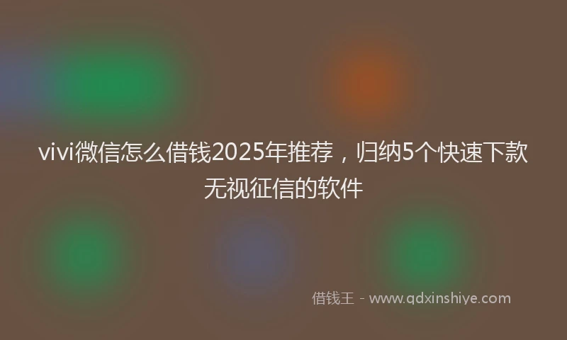 vivi微信怎么借钱2025年推荐，归纳5个快速下款无视征信的软件