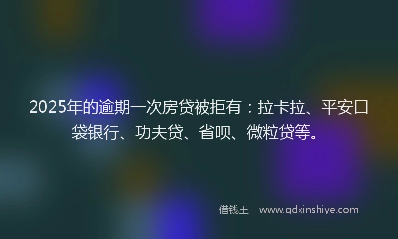 2025年的逾期一次房贷被拒有：拉卡拉、平安口袋银行、功夫贷、省呗、微粒贷等。