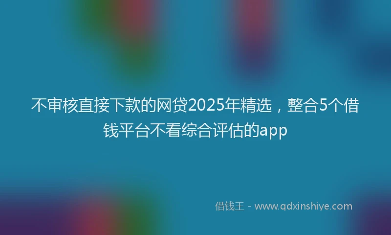 不审核直接下款的网贷2025年精选，整合5个借钱平台不看综合评估的app
