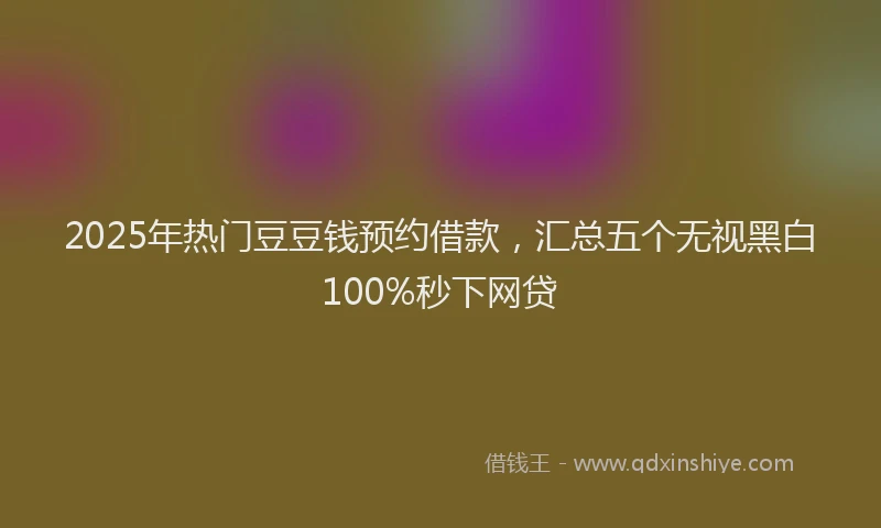 2025年热门豆豆钱预约借款，汇总五个无视黑白100%秒下网贷