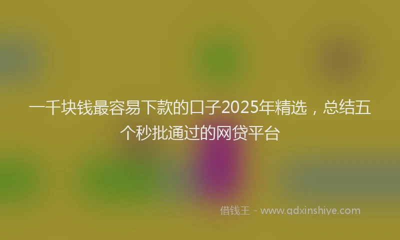 一千块钱最容易下款的口子2025年精选，总结五个秒批通过的网贷平台