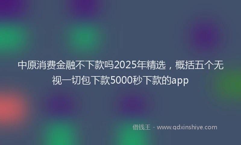 中原消费金融不下款吗2025年精选，概括五个无视一切包下款5000秒下款的app