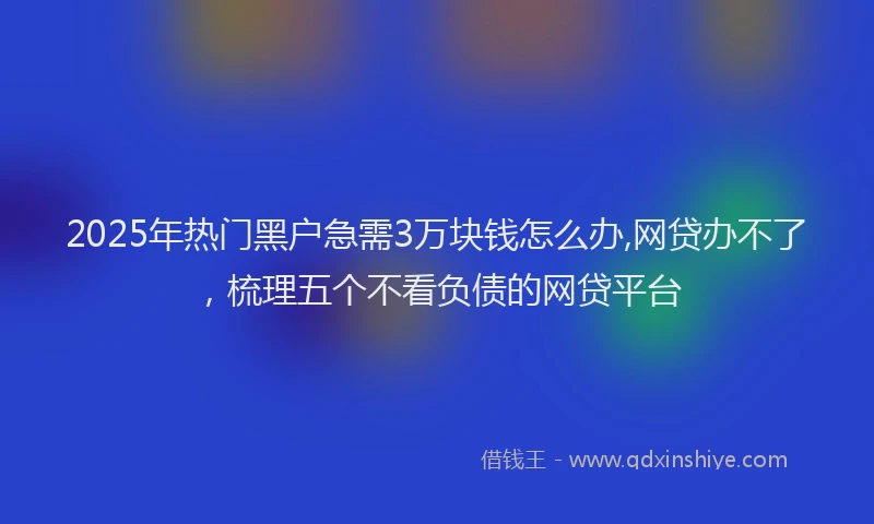 2025年热门黑户急需3万块钱怎么办,网贷办不了，梳理五个不看负债的网贷平台
