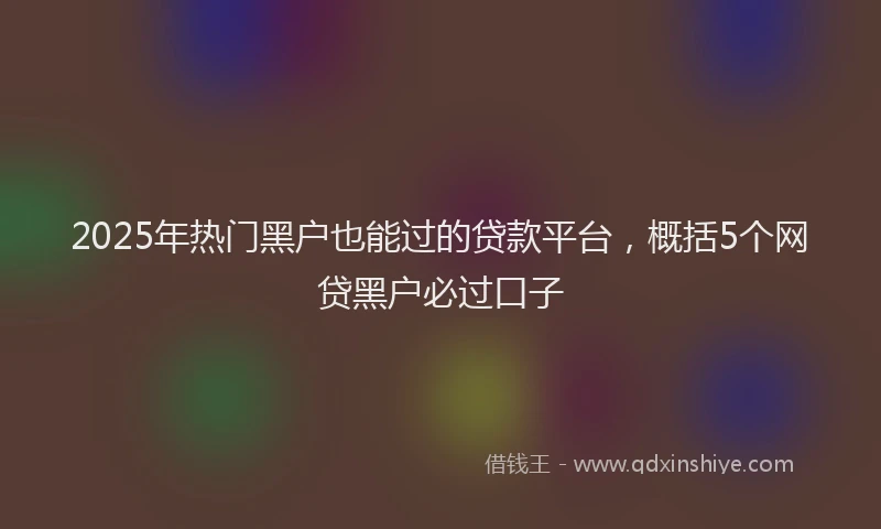 2025年热门黑户也能过的贷款平台，概括5个网贷黑户必过口子