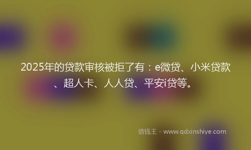 2025年的贷款审核被拒了有：e微贷、小米贷款、超人卡、人人贷、平安i贷等。