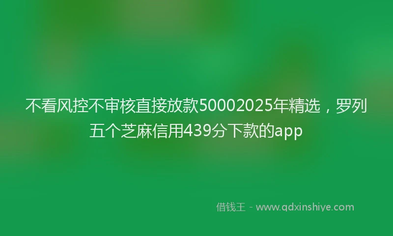 不看风控不审核直接放款50002025年精选，罗列五个芝麻信用439分下款的app