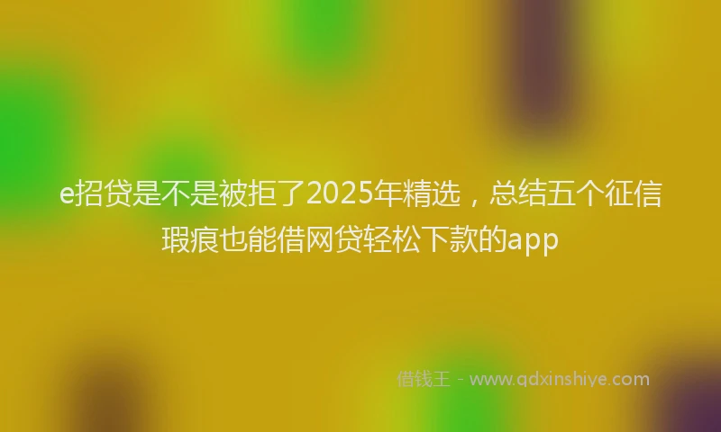e招贷是不是被拒了2025年精选，总结五个征信瑕疵也能借网贷轻松下款的app
