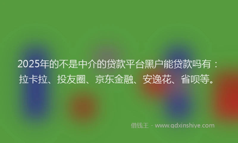 2025年的不是中介的贷款平台黑户能贷款吗有：拉卡拉、投友圈、京东金融、安逸花、省呗等。