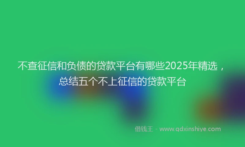 不查征信和负债的贷款平台有哪些2025年精选，总结五个不上征信的贷款平台