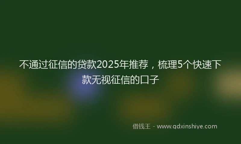 不通过征信的贷款2025年推荐，梳理5个快速下款无视征信的口子