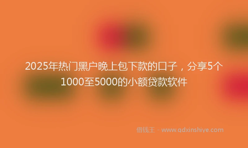 2025年热门黑户晚上包下款的口子，分享5个1000至5000的小额贷款软件