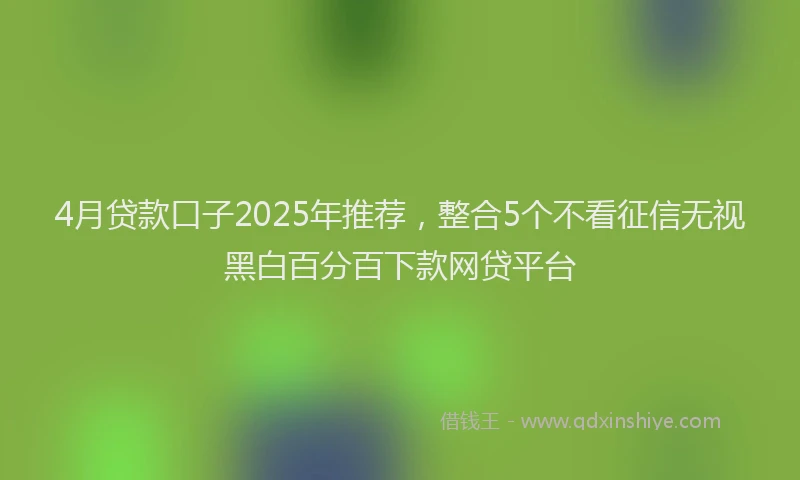 4月贷款口子2025年推荐，整合5个不看征信无视黑白百分百下款网贷平台