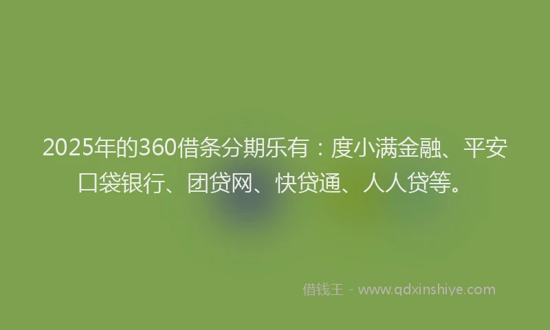 2025年的360借条分期乐有：度小满金融、平安口袋银行、团贷网、快贷通、人人贷等。