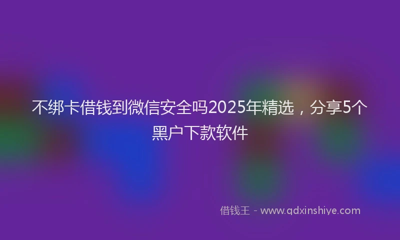 不绑卡借钱到微信安全吗2025年精选，分享5个黑户下款软件