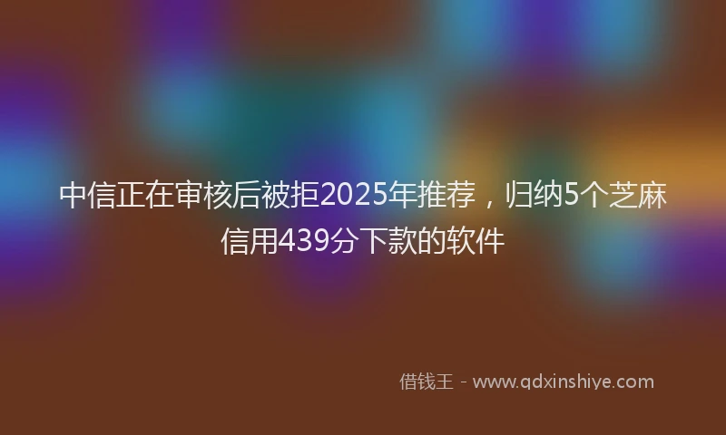 中信正在审核后被拒2025年推荐，归纳5个芝麻信用439分下款的软件