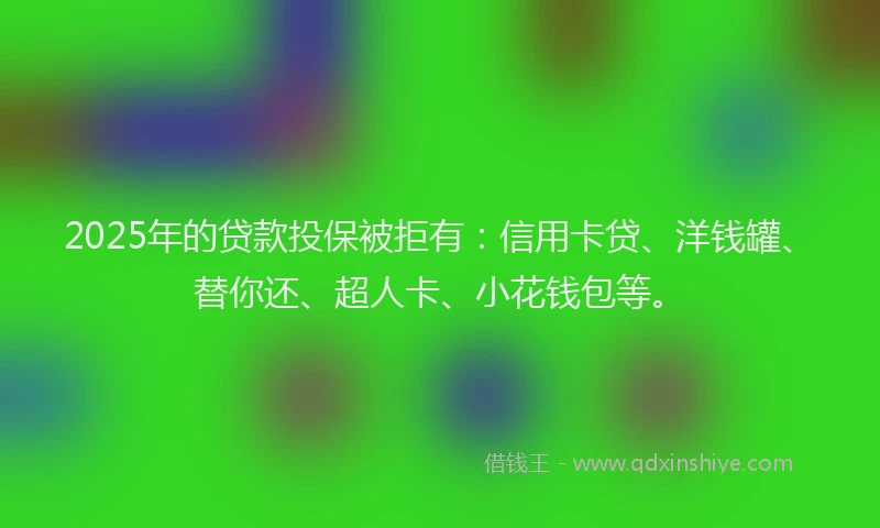 2025年的贷款投保被拒有：信用卡贷、洋钱罐、替你还、超人卡、小花钱包等。