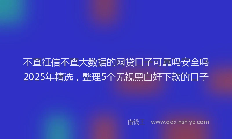 不查征信不查大数据的网贷口子可靠吗安全吗2025年精选，整理5个无视黑白好下款的口子