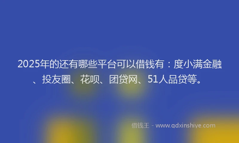 2025年的还有哪些平台可以借钱有：度小满金融、投友圈、花呗、团贷网、51人品贷等。