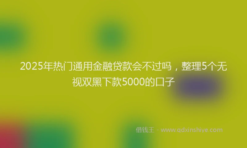 2025年热门通用金融贷款会不过吗，整理5个无视双黑下款5000的口子