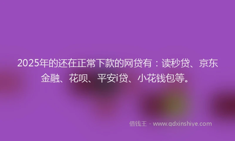 2025年的还在正常下款的网贷有：读秒贷、京东金融、花呗、平安i贷、小花钱包等。