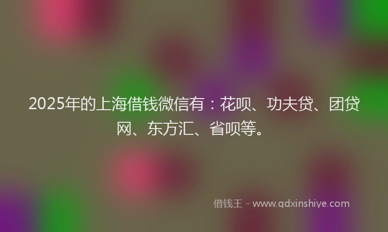 2025年的上海借钱微信有：花呗、功夫贷、团贷网、东方汇、省呗等。