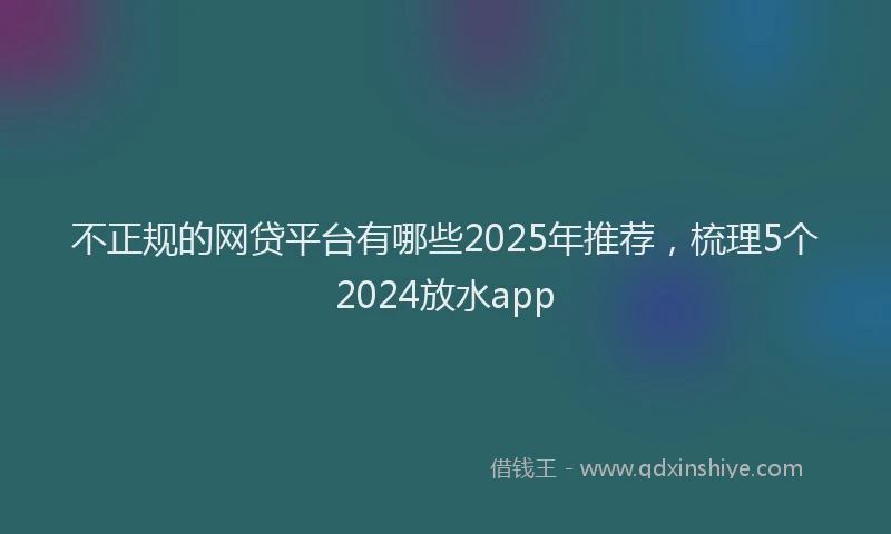 不正规的网贷平台有哪些2025年推荐，梳理5个2024放水app