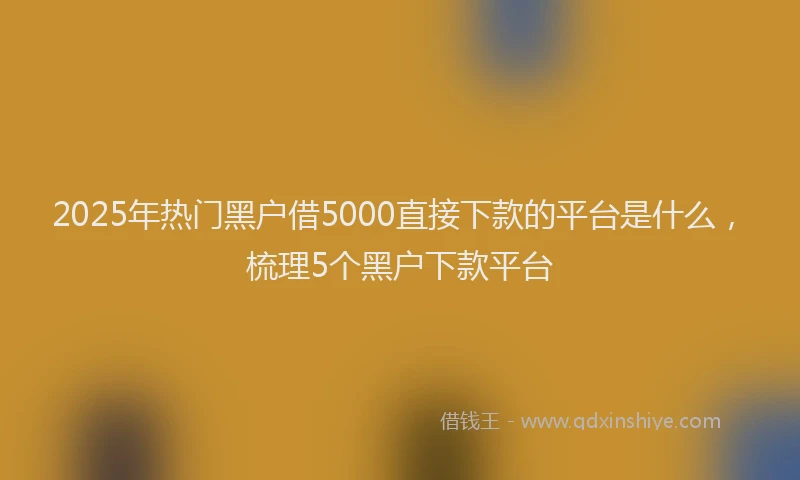 2025年热门黑户借5000直接下款的平台是什么，梳理5个黑户下款平台