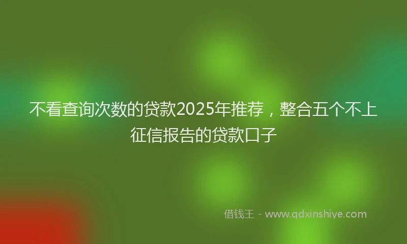 不看查询次数的贷款2025年推荐，整合五个不上征信报告的贷款口子