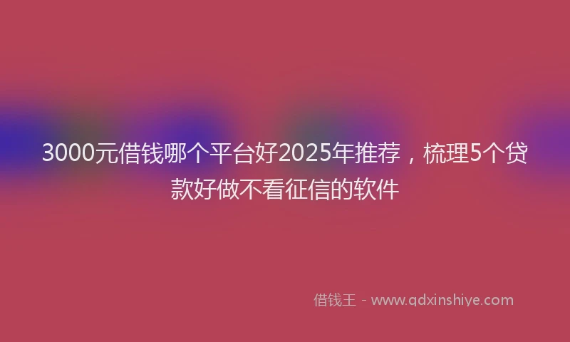 3000元借钱哪个平台好2025年推荐，梳理5个贷款好做不看征信的软件