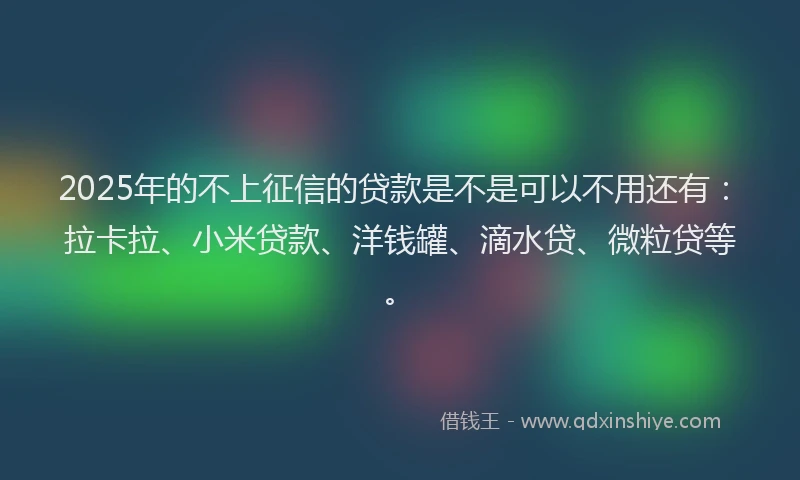 2025年的不上征信的贷款是不是可以不用还有：拉卡拉、小米贷款、洋钱罐、滴水贷、微粒贷等。