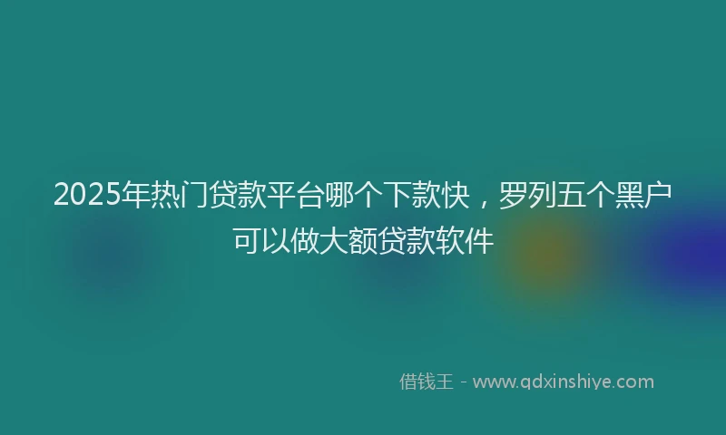 2025年热门贷款平台哪个下款快，罗列五个黑户可以做大额贷款软件