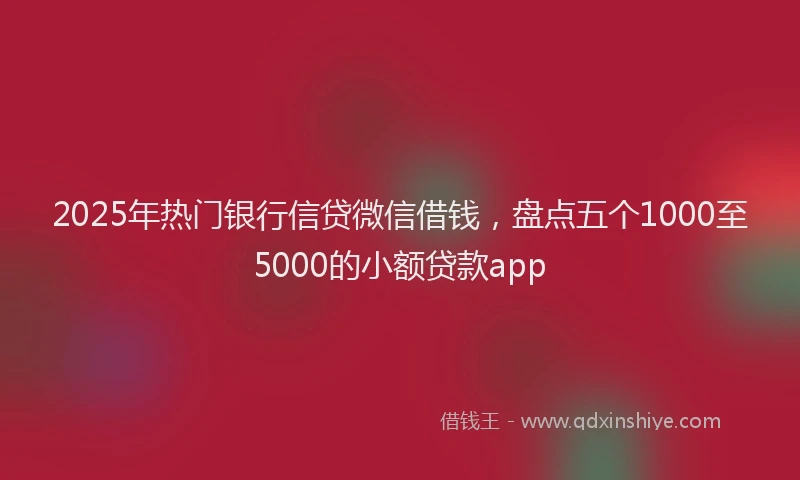 2025年热门银行信贷微信借钱，盘点五个1000至5000的小额贷款app