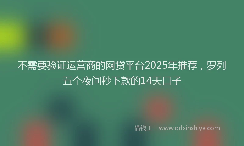 不需要验证运营商的网贷平台2025年推荐，罗列五个夜间秒下款的14天口子