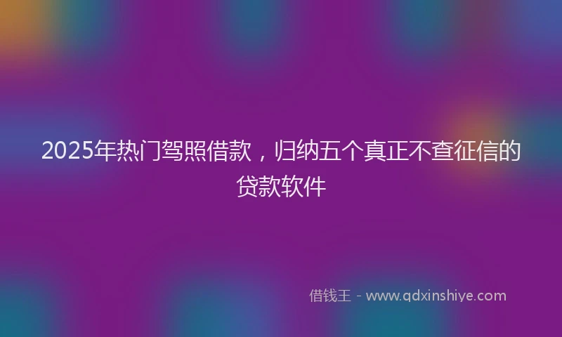 2025年热门驾照借款，归纳五个真正不查征信的贷款软件