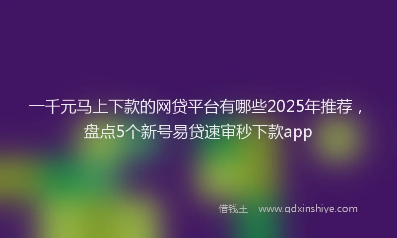 一千元马上下款的网贷平台有哪些2025年推荐，盘点5个新号易贷速审秒下款app